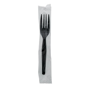 <span class=keywords><strong>Cubiertos</strong></span> de tenedor de plástico <span class=keywords><strong>desechables</strong></span> de peso medio pesado 7 pulgadas PS PLA blanco y negro para restaurante para llevar envuelto en plástico - Product Image 4
