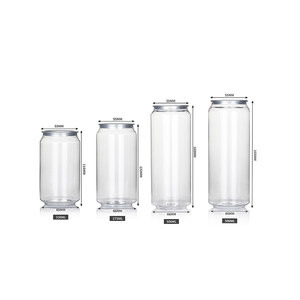 Transparent Plastic Can PET Beverage Bottle 500ml Disposable Drink Can Screen Printing with Easy Open Lid 10,000pcs