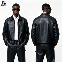 Fabricant de vêtements sur mesure Vêtements de ville Blouson en cuir et pantalon évasé à empiècements en Pu Ensembles de survêtements en cuir pour hommes