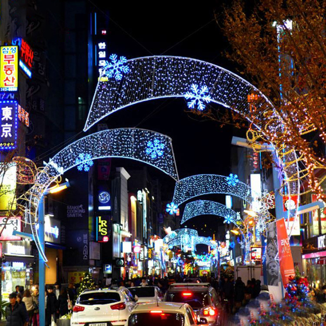 EVERMORE Customized Colorful 3D Christmas Lighting Hanging up LED Across Street Motif Lights