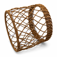 Abat-jour rond marron en rotin synthétique sur mesure, anti-moisissure, durable, style vintage, pour lampe de table d'intérieur