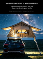 Tente de toit de voiture multifonctionnelle à toit souple, grand espace intérieur, abri de camping portable avec auvent pare-soleil pour le camping familial