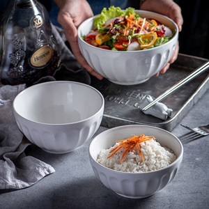 Tigela de cerâmica para sopa e salada de arroz com logotipo personalizado, restaurante de hotel, porcelana redonda branca - Product Image 5