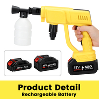 Nettoyeur de voiture portable haute pression sans fil à batterie lithium 8-10 bars, pistolet à eau 12000 mAh pour lavage de voiture PP+Métal