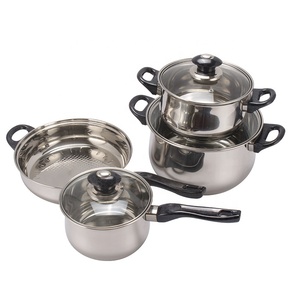 Set di Pentole in Acciaio Inox da 12 Pezzi, Resistenti, Compatibili con Induzione, Adatte al Forno e Lavabili in Lavastoviglie, con Coperchi in Vetro, Multi-Pentola per Casa - Product Image 1