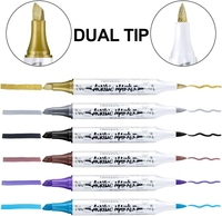 Marqueurs de peinture acrylique à double pointe TRANSON 24 couleurs, pointes biseautées et pinceaux pour peindre sur toile, pierres, bois, cuir et céramique