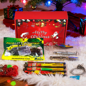 Coffret cadeau de leurres de pêche de Noël, kit complet de matériel de pêche, leurres durs et souples, hameçons, poids, accessoires avec boîte cadeau, cadeau idéal - Product Image 2