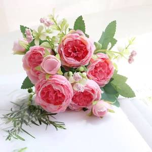 Ramo <span class=keywords><strong>de</strong></span> Flores Artificiales Grandes para Boda, Peonía Persa, <span class=keywords><strong>Flor</strong></span> <span class=keywords><strong>de</strong></span> <span class=keywords><strong>Lis</strong></span>, Rosas, Hecho a Mano, Duradero, Ecológico, Estilo Moderno - Product Image 4