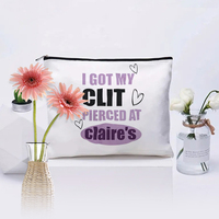 I Got My Clit Pierced at Clarie's Pattern Trousse de maquillage personnalisée, sac de rangement de voyage pour articles de toilette, pochette à cosmétiques, enterrement de vie de jeune fille