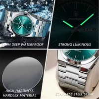 Montre Poedagar 930 Tendance à Quartz pour Hommes, Cadran Lumineux, Calendrier, Style Affaires et Mode, Bracelet en Acier Inoxydable de Luxe
