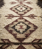 Geometric Southwestern Wool Jute Runner Rug Handmade Modern Washable Non-Slip Carpet Accent Bedroom Hallway Entryway Living Room
