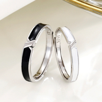 Bijoux Offre Spéciale Bague de couple en argent sterling 925 Epoxy Transportant une bague de mariage réglable Cadeaux d'anniversaire d'amant de la Saint-Valentin