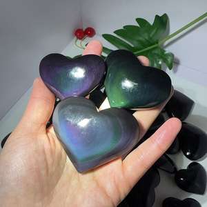 Vente en gros d'objets artisanaux en cristal naturel de haute qualité, cœur en obsidienne arc-en-ciel, pour la décoration de la maison - Product Image 5
