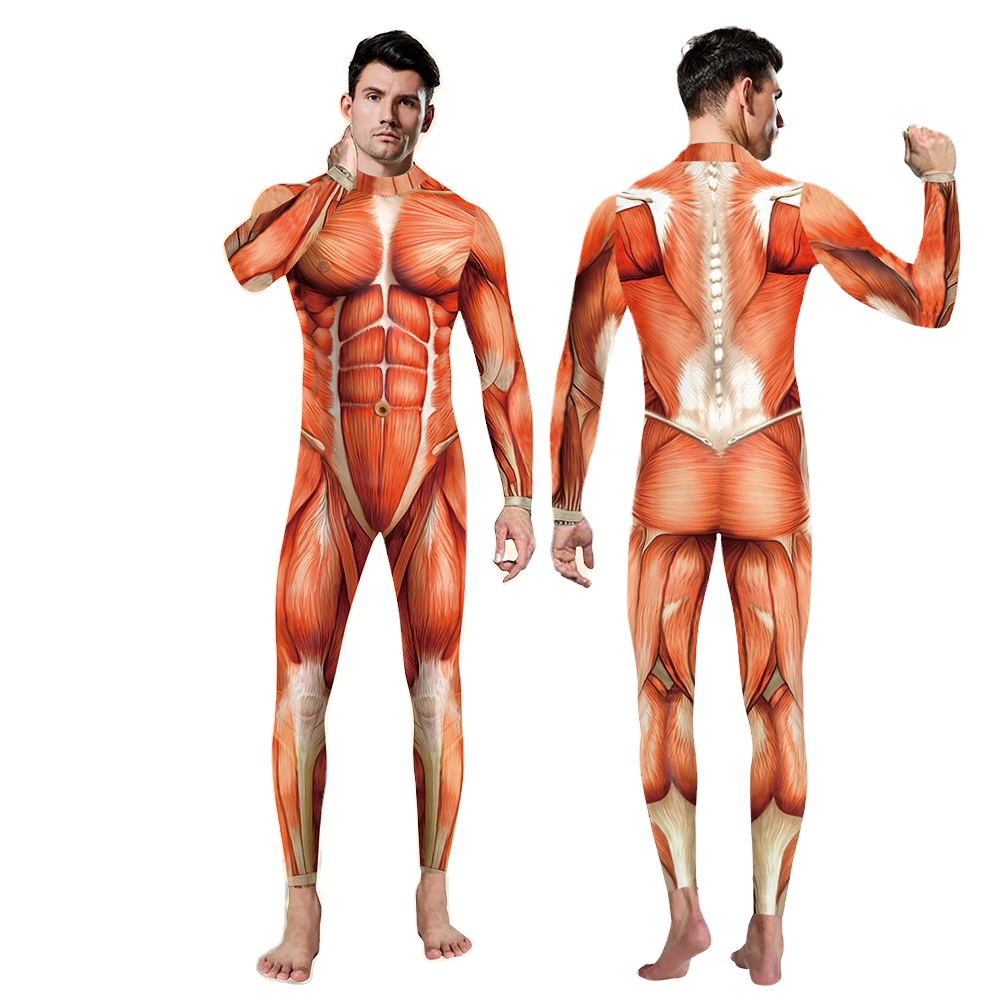 Мужские костюмы на Хэллоуин, комбинезоны с цифровым принтом, полный боди, стрейчевый тканевый костюм