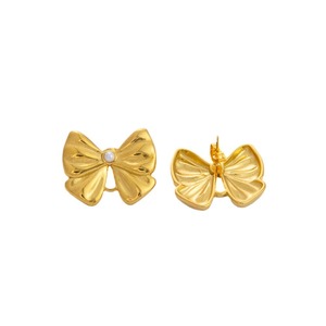 Fashion Stud <b>Earrings</b> 18K Gold Plated Geometric Bowknot Design Stainless Steel Ear <b>Post</b> For Women Elegant Jewelry - Product Image 5
