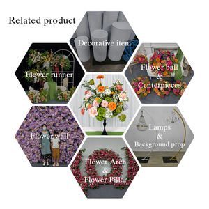 Arrangement floral artificiel moderne et réaliste en soie orange et rose pour décoration de panneau de bienvenue de mariage en extérieur - Product Image 5