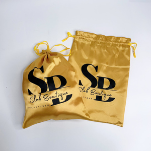 ถุงผ้าไหมพิมพ์โลโก้ตามสั่ง ถุงกันฝุ่นสำหรับเสื้อผ้า ถุงใส่ผมวิก ถุงผ้าซาตินรูดเชือกสำหรับต่อผม - Product Image 2