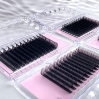 Extensions de cils en soie noire mate Fadvan, plateaux individuels, cils en cachemire, courbure C et D, vente en gros, extensions de cils volumineuses