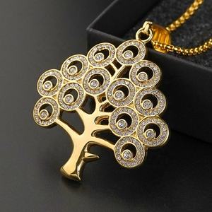 Collar con Colgante de Árbol de la Vida en Acero Inoxidable, con Cristales Incrustados, Estilo Hip Hop, Joyería Personalizada para Hombre - Product Image 2