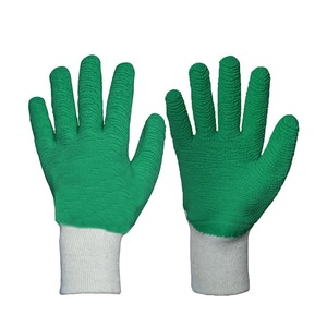 CheapJersey doublure tricoté poignet paume vert vague froissé finition main sécurité travail Latex entièrement trempé enduit froissé gants - Product Image 1