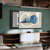 Peinture décorative de luxe légère UNIART avec horloge Art mural simple moderne boîte de portail électrique oeuvre pour la décoration de la maison sans cadre