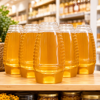 Botella Transparente con Diseño de Colmena Invertida para Exprimir Miel, Salsas Picantes, Kétchup, Condimentos y Jarabe de Arce