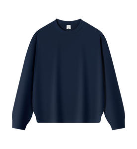 Sweat-shirt pour homme en coton éponge, col rond, coupe classique, brodé, uni, anti-boulochage, doublé, logo personnalisé, streetwear, 300-420G - Product Image 3
