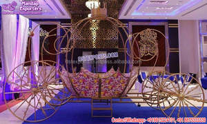 Magnifique Carrosse de Cendrillon Moderne pour Mariage de Princesse, Carrosse Citrouille en Métal et Bois Léger, Décorations de Mariage - Product Image 6