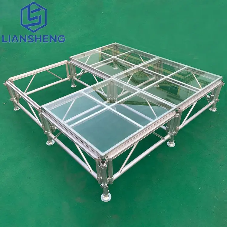 Luxury wedding stage aluminum outdoor party clear acrylic glass stage podium event aluminum catwalk glass stage