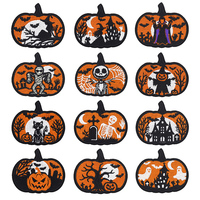 Patchs brodés thermocollants d'Halloween à thème horreur : Crâne, Sorcière, Chauve-souris, Citrouille