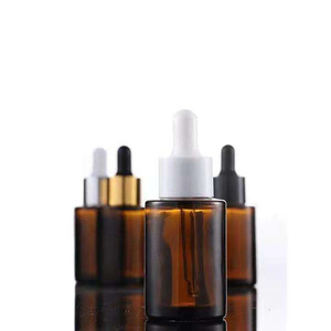 Ready Stock Flat Shoulder Round Glass <b>Bottles</b> 20ml 4oz <b>Amber</b> Serum Oil Vessels Black Lid Silk Screen Printed for Storage Display - Product Image 6