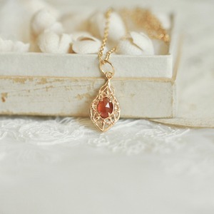 Conjunto de Joyería con Anillo y Colgante Geométrico Retro Exquisito de Granate Naranja Natural, Chapado en Oro de 18K, Estilo Vintage para Mujer - Product Image 3