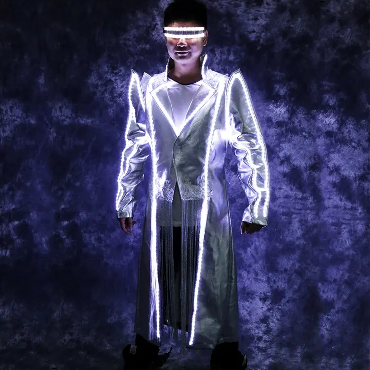 Hot Sales Party nightclub men luminous costume stage dance costumes show LED light up clothes suit
