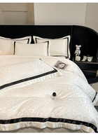 Parure de lit 4 pièces en jacquard de soie glacée, couleur unie, luxe, rafraîchissante et respirante pour l'été, pour hôtels et usage domestique