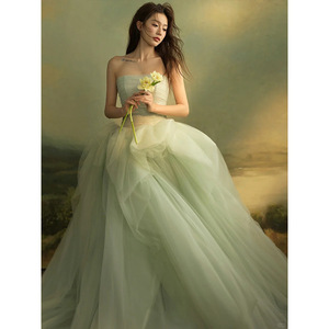 High End Retro Wedding Dress Strapless Tulle Ball Gown Natural Waistline Vintage Style Photography Studio Use - Product Image 3