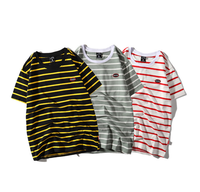 T-shirts à manches courtes unisexe du fabricant professionnel col rond 100% coton imprimé à rayures épaules tombantes pour hommes tissu tricoté