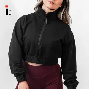 Premium OEM Crop Length Half Zip Winter Clothes Women Tops Streetwear Womens Sweaters