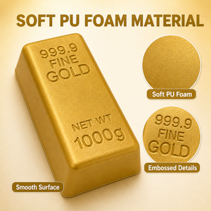 Juguete Blandito de PU en Forma de Barra de Oro, de Subida Lenta, para Aliviar el Estrés, con Caja de Exhibición de 12 Unidades para Venta al por Mayor - Product Image 4