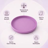 Assiette ronde en silicone de couleur unie, certifiée LFGB, sans BPA, bord antidérapant, réutilisable, plateau de service alimentaire pour la cuisine