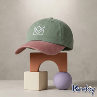 Gorra de Béisbol Personalizada con Logotipo Bordado, de Algodón Lavado, Dos Tonos Verde Salvia y Rosa Empolvado, Ajustable, para Hombre y Mujer, para Exteriores