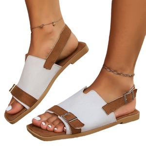 Summer New Arrival <b>Plus</b> <b>Size</b> Women's Elegant Beach Sandals Outdoor Casual Square Head With Platform Flat Contrast Color Fashion - Product Image 5