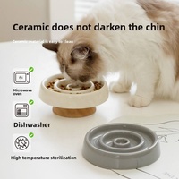 Gamelle surélevée de luxe en céramique pour chat et chien, avec base en bois massif, pour une alimentation lente