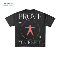 T-shirt surdimensionné en coton épais noir style hip-hop avec impression graphique et logo brodé, t-shirt personnalisé à épaules tombantes pour hommes