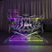 Ensemble de bar moderne en acrylique transparent avec lumières LED à changement de couleur, design durable et écologique pour bar à domicile et salle à manger