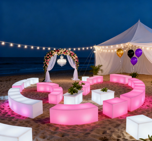 كراسي طاولة مكعبة حديثة LED للبيع بالجملة أثاث بار بلاستيكي للحفلات الخارجية وفنادق تناول الطعام وحدائق للمدرسة وغرفة المعيشة - Product Image 5