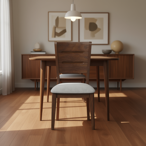 Chaise de salle à manger rembourrée de style moderne du milieu du siècle, structure en bois, assise en tissu, mobilier pour la maison - Product Image 2