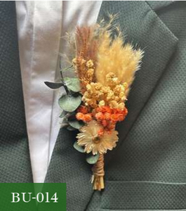 Boutonnière de fleurs séchées super vendue, style rustique bohème, corsage floral rose pour mariage, fleur de revers pour cadeau de fête nuptiale - Product Image 1