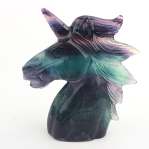 Vente en gros de licorne ovale sculptée en cristal de fluorite naturelle écologique - Product Image 2