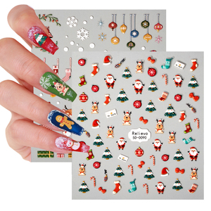 Autocollants pour ongles de Noël, décalcomanies autocollantes, pegatinas, rennes, flocons de neige, bonhomme de neige, étoiles de Noël, fournitures pour ongles, art des ongles D - Product Image 1