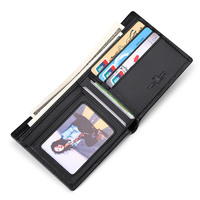 Dompet pria mewah WILLIAMPOLO kulit sapi asli pendek dengan desain buaya dompet lipat dua RFID mode baru warna hitam